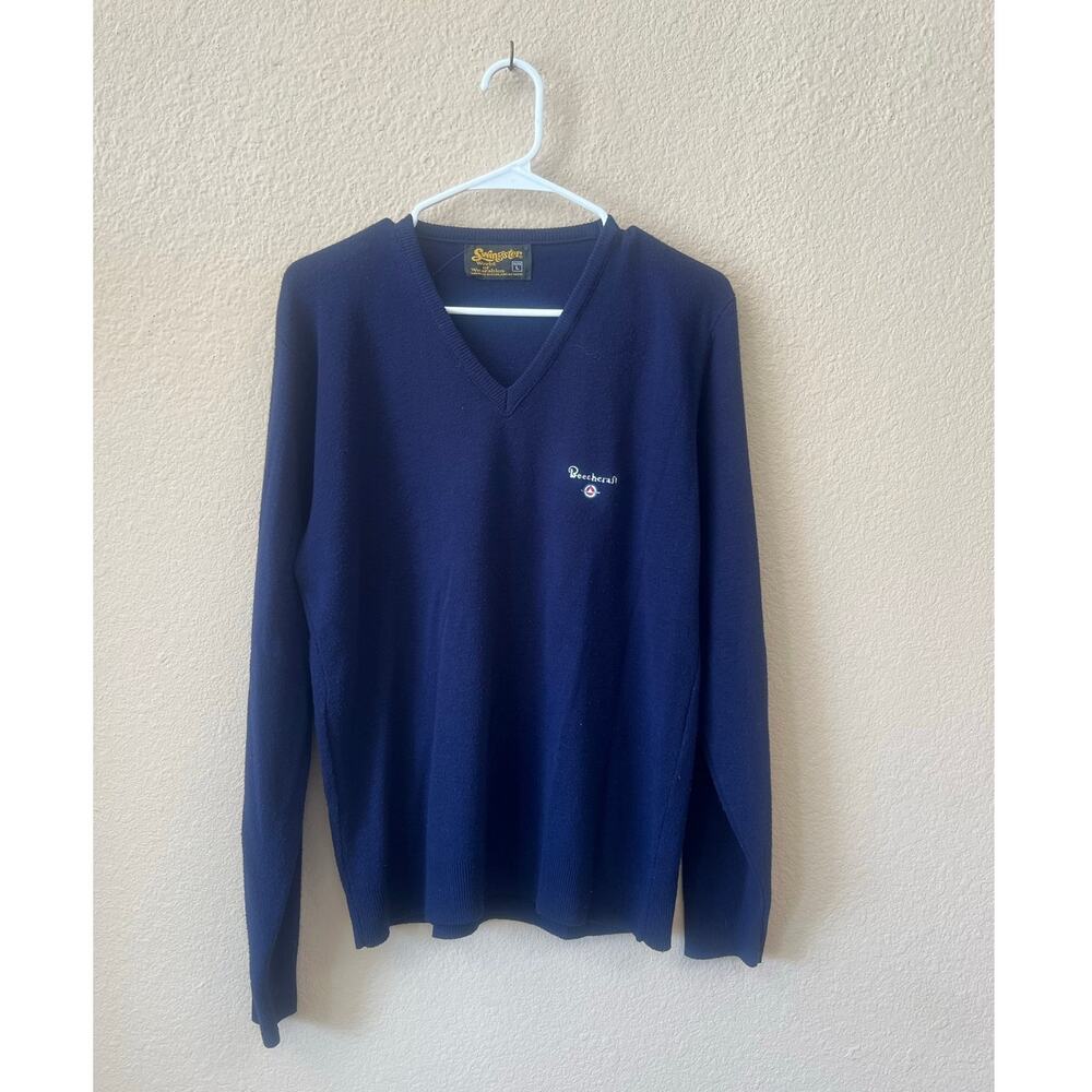 Vintage Swingster blue v neck sweater size L
